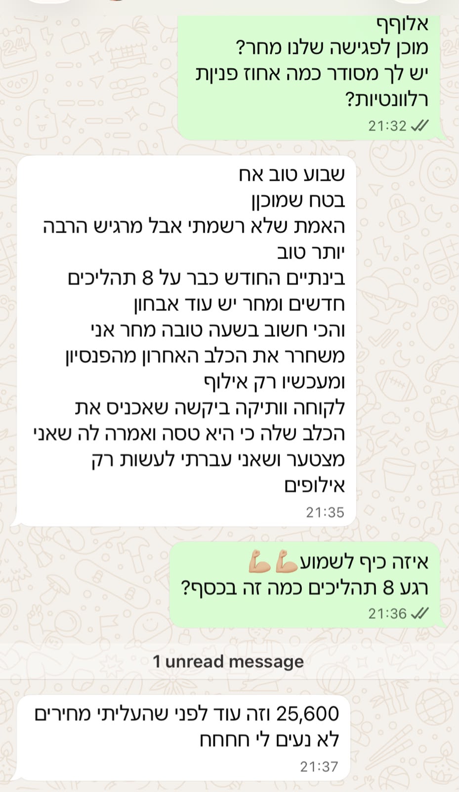 עדות בוואטסאפ ממאלף כלבים על גידול ההכנסה